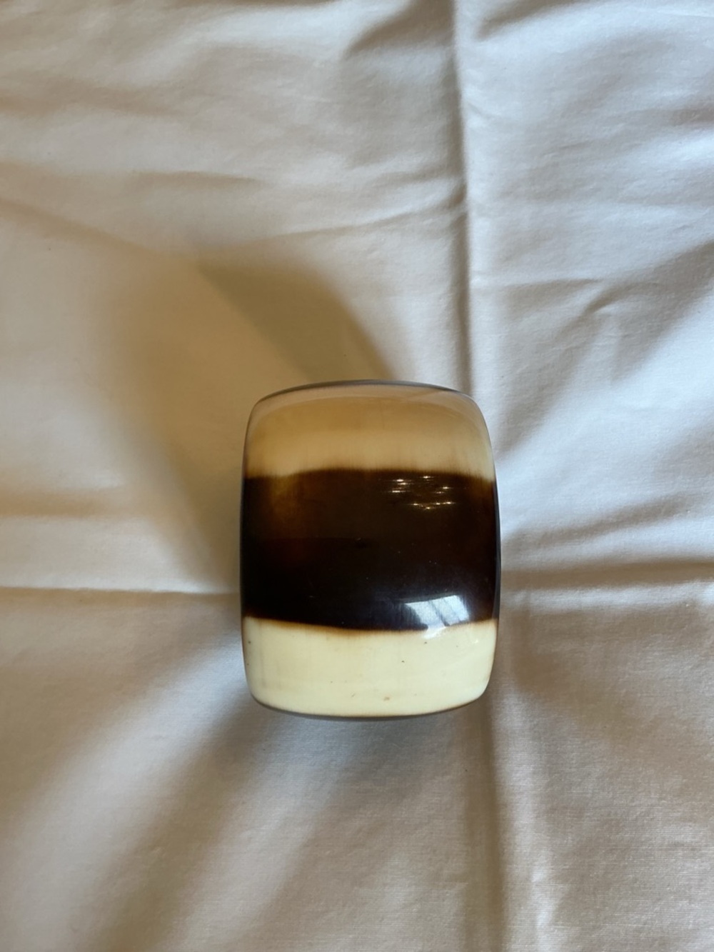 Wide Resin Bangle Bracelet in Cream and Brown